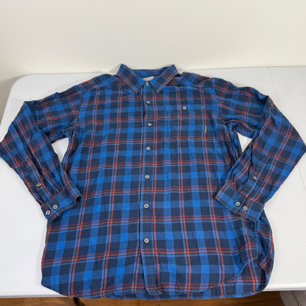 Columbia Sportswear Mens Large Blue Red Plaid Flannel Button Down Shirt L